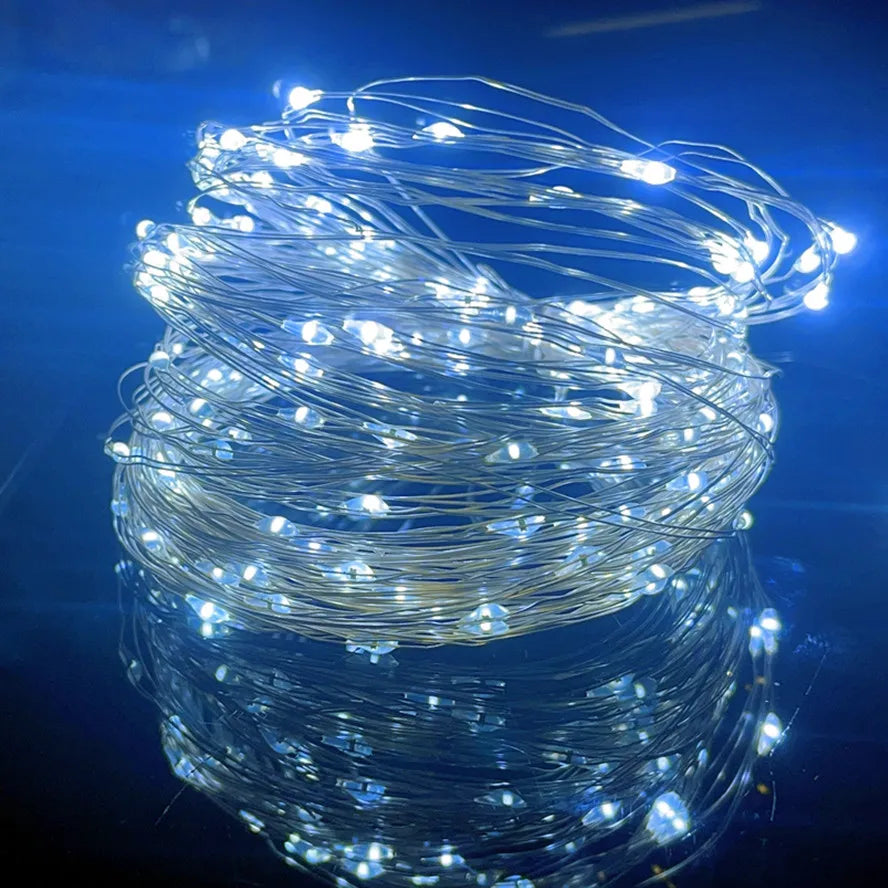 Guirxiété lumineuse LED USB étanche, fil de cuivre et d'argent, lumières dégradées pour Noël, décoration de fête de mariage, 1m, 10m, 20m