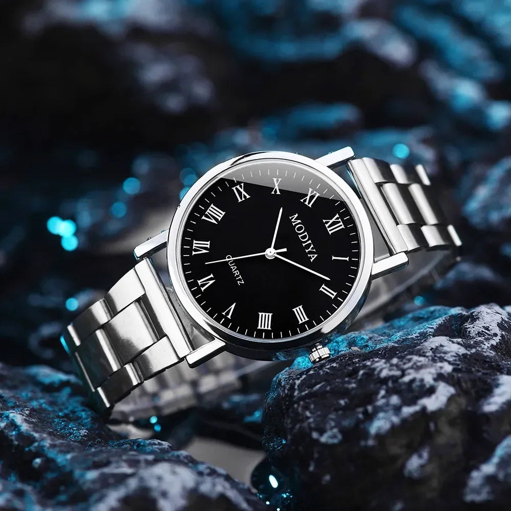 Casual Numéro Cadran Montre à quartz Marque Acier Maille Ceinture Montre Pour Hommes Rond Affaires, Montres-bracelets, Horloge De Luxe, Relogio Feminino
