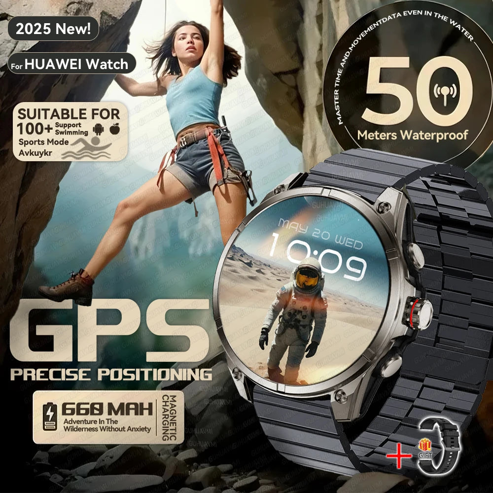 2025 nouvelles montres intelligentes GPS haut de gamme altimètre extérieur baromètre écran AMOLED boussole GPS intégrée sport militaire Smartwatch hommes