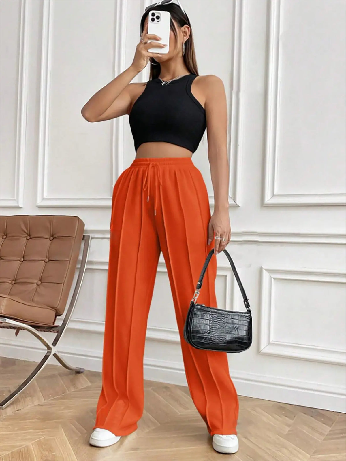 Pantalon de survêtement décontracté pour femmes européennes et américaines, avec cordon de serrage, rayures verticales, pantalon de sport à jambes droites pour femmes