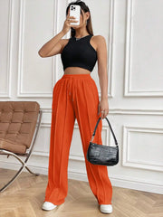 Pantalon de survêtement décontracté pour femmes européennes et américaines, avec cordon de serrage, rayures verticales, pantalon de sport à jambes droites pour femmes