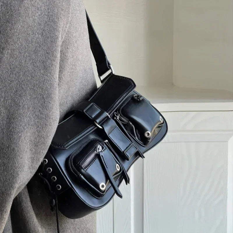 Y2K coréen femmes Harajuku Vintage gothique noir sac à main esthétique élégant Punk portefeuille sac à main sacs à bandoulière tendance fourre-tout sacs