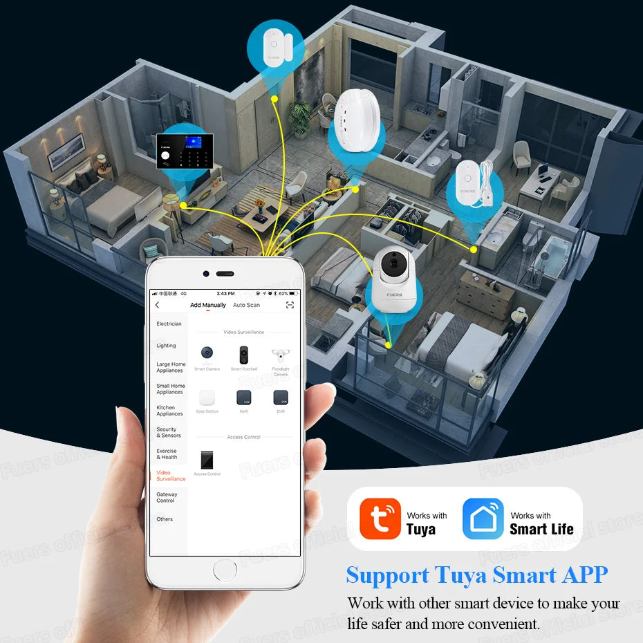 Fuers-Caméra de surveillance intérieure sans fil, suivi automatique, sécurité CCTV, moniteur pour bébé, 4K, 8MP, IP, WiFi, Tuya Smart Home