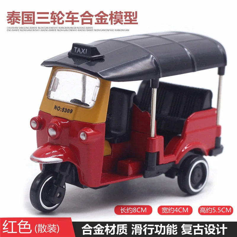 Mignon moulé sous pression en alliage métal voiture Bus moteur Tricycle moto Taxi modèle jouet enfants cadeau d'anniversaire