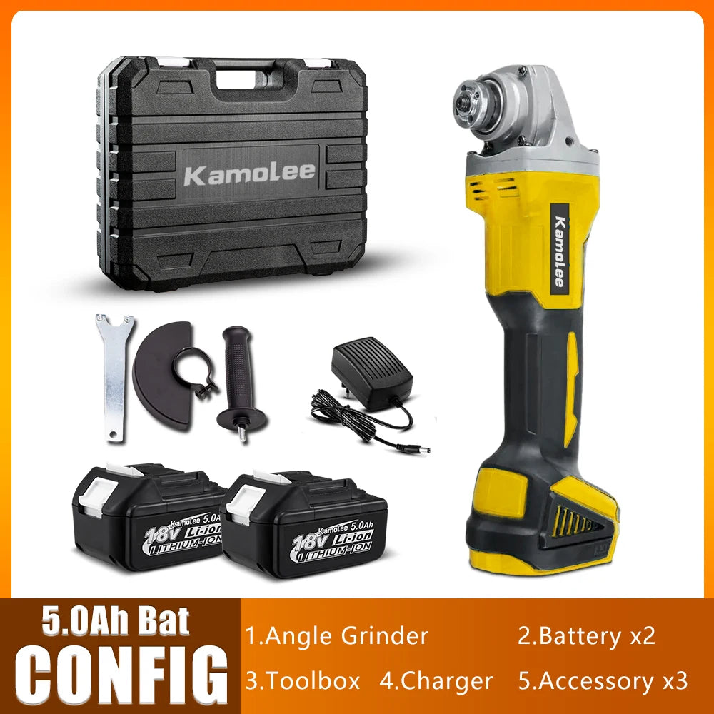 Kamolee 18V 100mm/125mm 4/5 inches Brushless Cordless Electric Angle Grinder Speed Cutting  Compatible For Makita 18V Battery