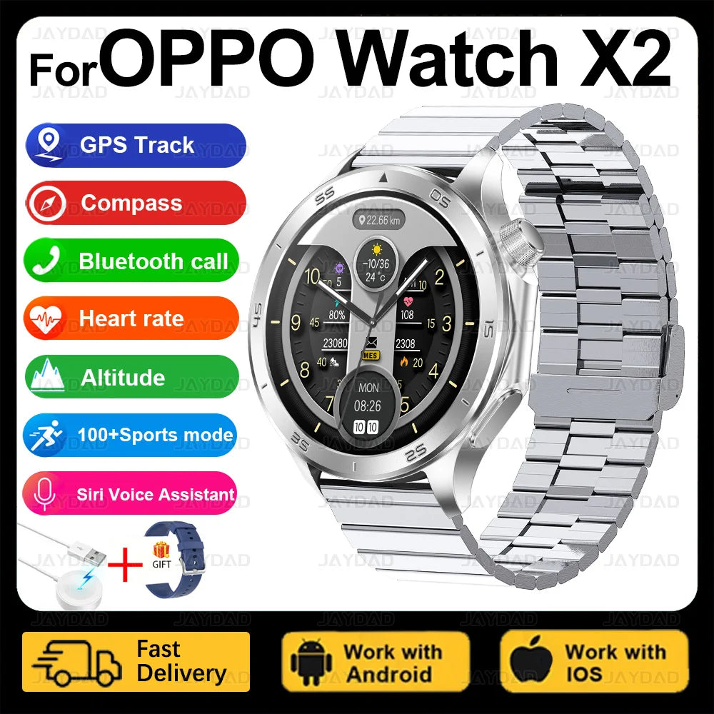 2025 nouveau pour montre OPPO X2 montre intelligente GPS sport piste fréquence cardiaque musique Bluetooth appel IP68 étanche AMOLED montre intelligente