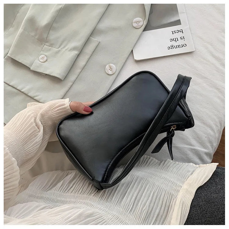 Nouveau rétro souple en cuir PU femmes épaule sous les bras sacs décontracté couleur unie petit haut-poignée sacs à main dames mode sacs à bandoulière