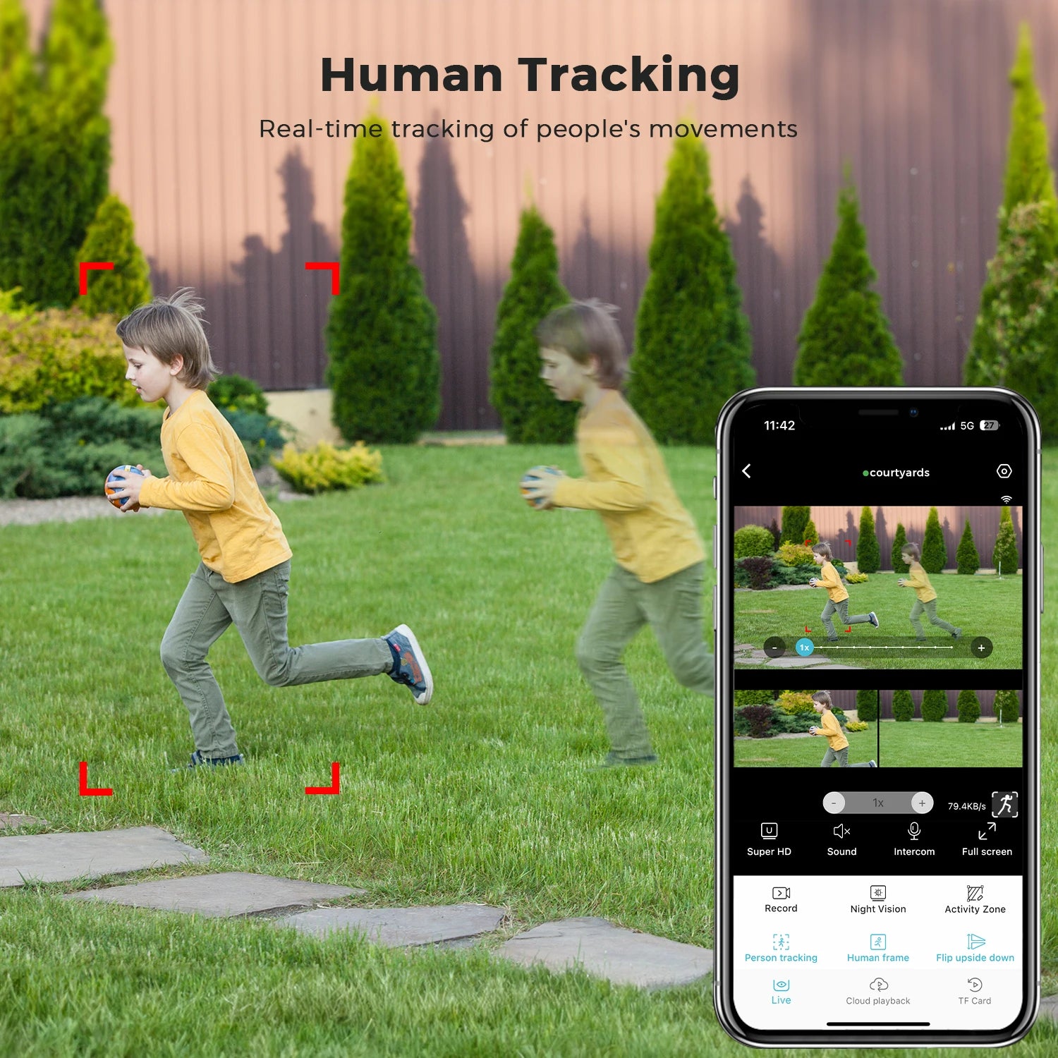 Caméra Wifi d'extérieur 20MP Caméra HD 10K à trois objectifs Caméra IP PTZ 5G Objectif zoom numérique 10X Caméra de  suivi humain AI Auto Detect Caméra de sécurité Caméra de sécurité pour la maison Caméra Wifi e