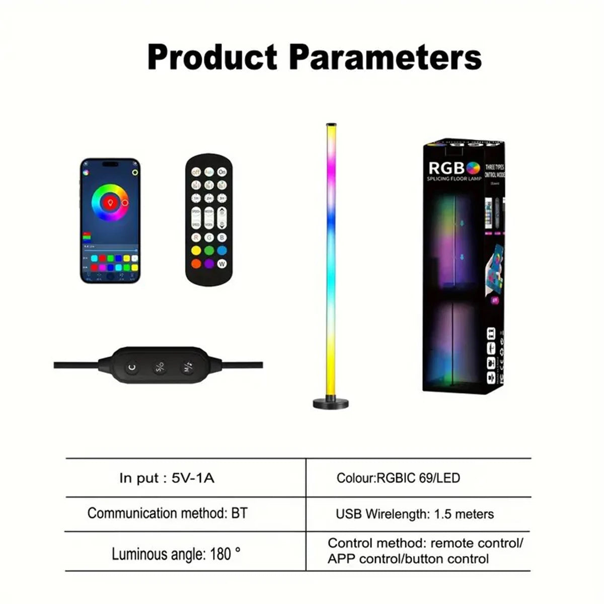 EISSLOLY 2 pièces lampadaire RGB Intelligent APP contrôle musique éclairage d'angle synchronisé décoration de salle lumières sur pied