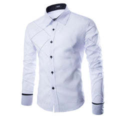 Chemise habillée à manches longues pour hommes, coupe régulière, Design rayé, chemises décontractées en coton fin de couleur unie pour hommes, chemises d'affaires