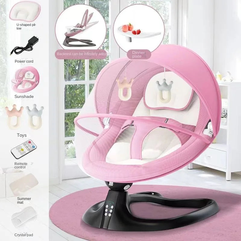 Chaise à bascule électrique Coax Baby God, chaise apaisante pour nouveau-né, berceau de sommeil pour bébé inclinable, lit pouvant s'asseoir et voiler