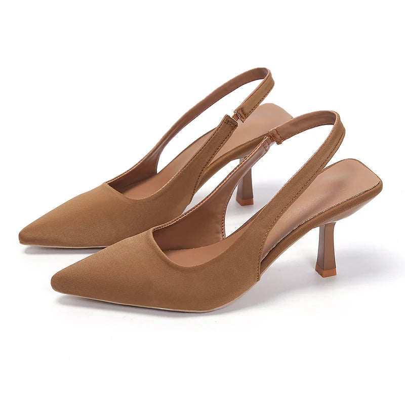 Été femmes talons sandales rouge pointu Slingback sandales chaussures vert noir violet chaton talons fête bal dames talons aiguilles