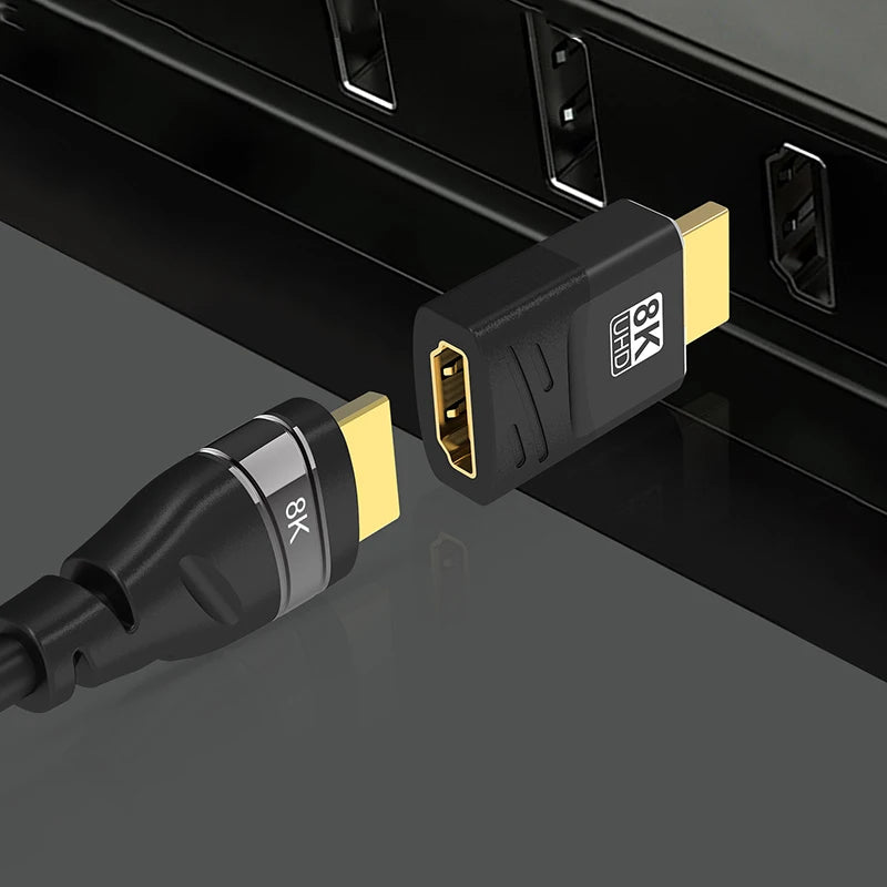 Adaptateur HDMI 2.1, 8K, Angle droit de 90 à 270 degrés, convertisseur mâle à femelle, connecteur d'extension de câble HDMI pour TV, ordinateur portable, moniteur