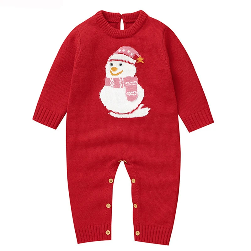 2025 Combinaison de Noël unisexe pour bébé Vert Vêtements mignons pour nouveau-né Automne Hiver Garçons Filles Col rond Cadeau de Noël Body en tricot