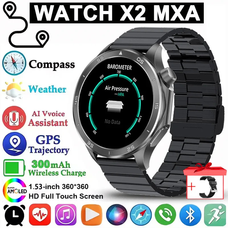 Pour montre OPPO X2 sport montre intelligente hommes HD écran GPS tracker boussole Bluetooth appel fréquence cardiaque étanche montre intelligente 2025 nouveau
