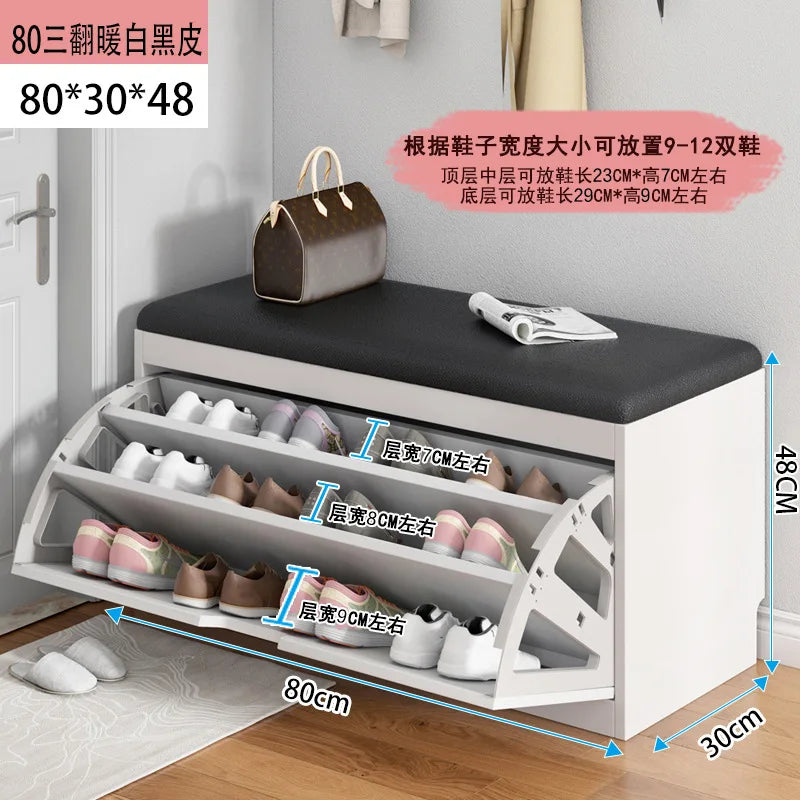 Porche entrée chaussure chaise rembourré salon maison rabat étagère à chaussures banc avec siège armoire à chaussures multicouche