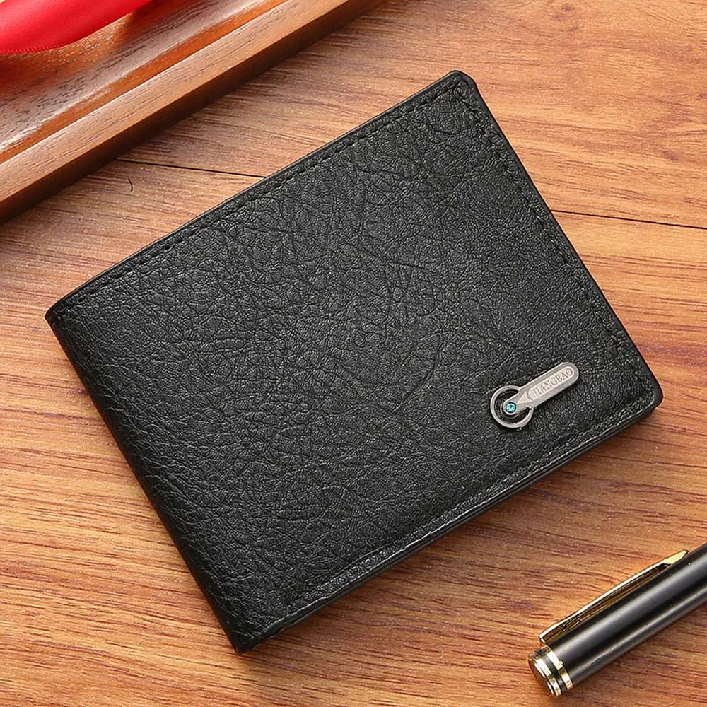 Men Purse Black Coin Wallet Male Business Id Cards Holder Pu Leather Multiple Slot Casual Large Capacity Dollar Coin Money Bags