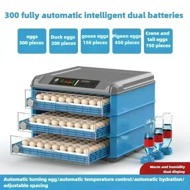 Incubateur d'œufs de capacité 256 à 500, Machine à couver double puissance entièrement automatique, rouleau de poussin, contrôle automatique de la température et de l'humidité
