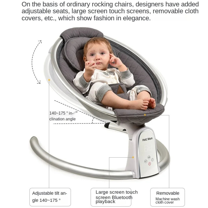 LazyChild-Chaise à bascule électrique pour nouveau-né, berceau de couchage réglable, lit réconfortant pour bébé de 0 à 2 ans, 2023