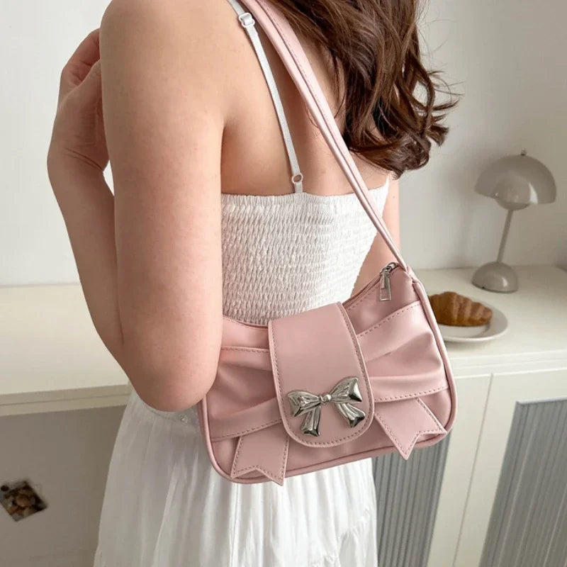 Sac à main en cuir PU pour femmes, sac à bandoulière tendance avec nœud, sac sous les bras décontracté, sacs de transport quotidiens, sac de Banquet, sacs d'affaires pour femmes