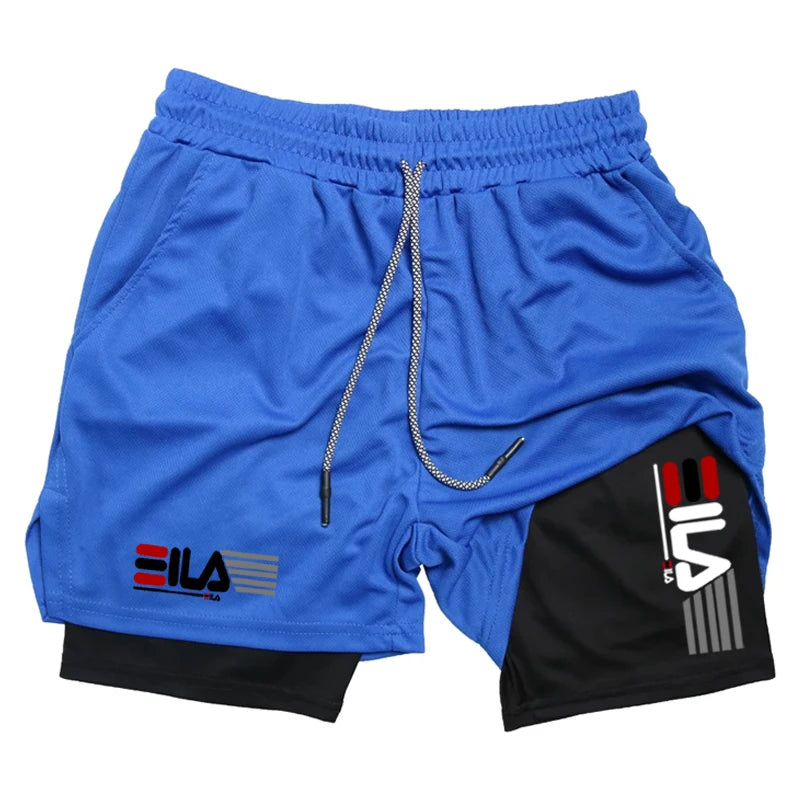 Shorts de compression 2 en 1 pour hommes, culotte de sport respirante à double couche, short de plage décontracté à séchage rapide