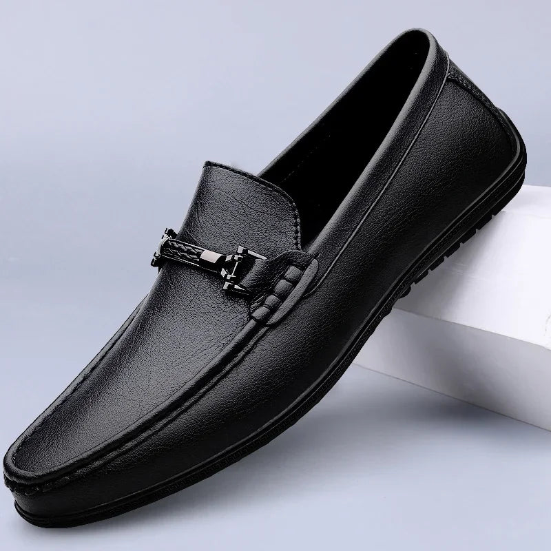 Marque de luxe hommes mocassins mode printemps automne chaussures décontractées nouveaux hommes confortables conduite appartements en cuir véritable mocassins chaussures de marche