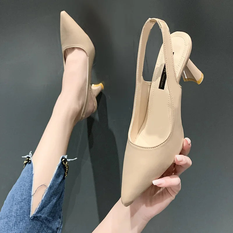 Baotou-Sandales Africaines à Talons Hauts pour Femme, Chaussures Simples à Bout Jolie tu, Chaussures de Travail Noires, Nouvelle Collection Printemps 2025