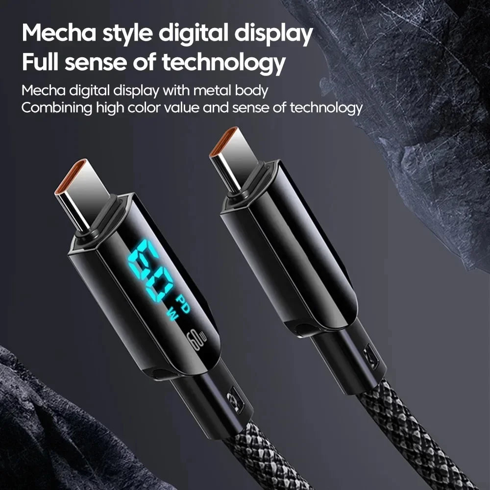 Câble de données de charge rapide USB C 100W, tresse en Nylon robuste, cordon de chargeur de Type C pour ligne de données de téléphone Android Huawei Xiaomi