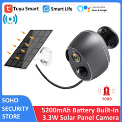 Tuya 5200 mAh batterie rechargeable solaire WiFi sécurité 3MP FHD CCTV caméra 135 ° grand Angle de vue 4X Zoom numérique Alexa Google caméra